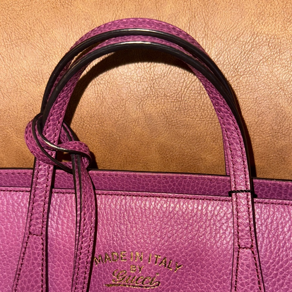 Gucci Dollar Calfskin Purple Leather Satchel - Picture 6 of 12